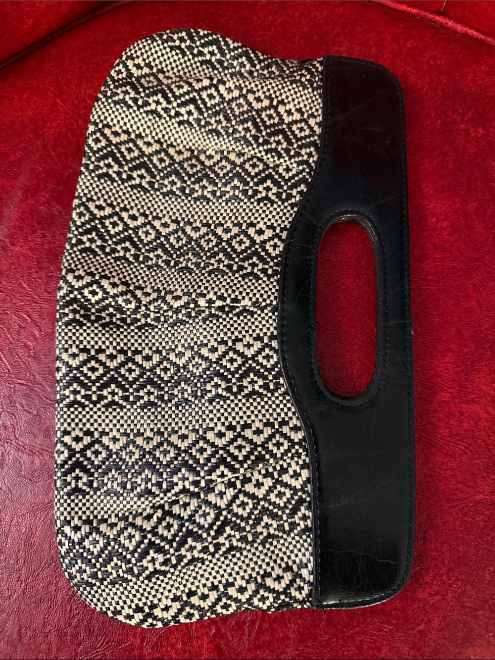 Vintage Inspired Boho Chic Black & Cream Woven Clutch